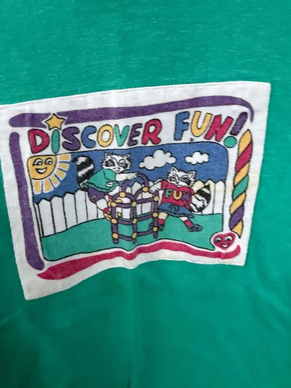 Vintage 1995 Discovery Wear Discover Fun Raccoons Graphic T-Shirt Size 6X